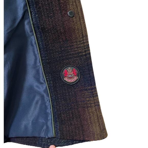 Pendleton Womens Wool Blend Plaid Topper Coat Size L Navy Heavyweight Winter NWT - Picture 7 of 10